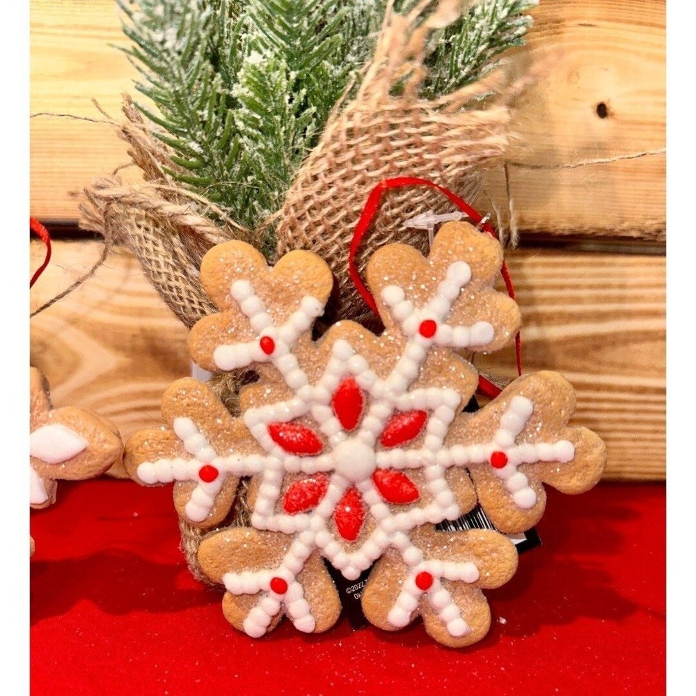 NEW 3 Gingerbread Ornaments Snowflake Christmas‎ Holiday Bundle Set - Picture 2 of 12